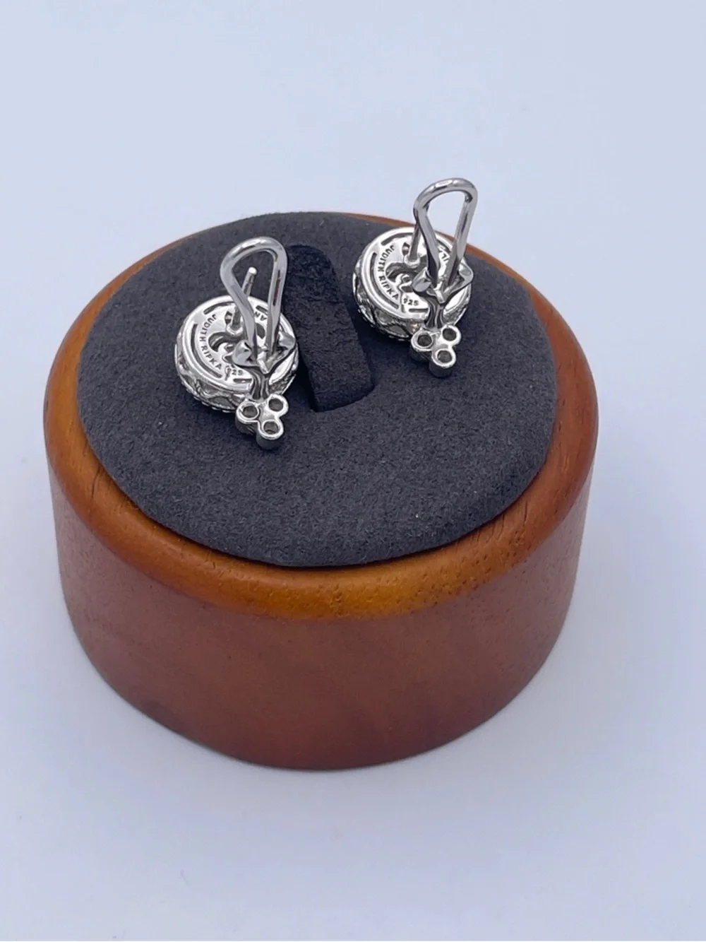 Judith Ripka Sterling Silver 925 CZ Stud Earrings Thailand Omega Back 18.1mm